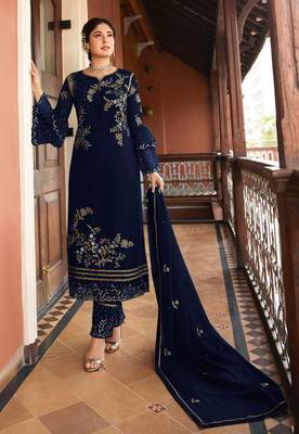 Blue embroidered silk salwar 1