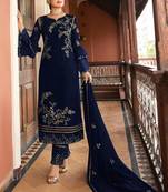 Blue embroidered silk salwar