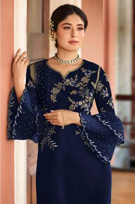 Blue embroidered silk salwar 2