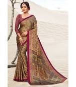 Sangam Prints Beige Crepe Printed Traditional Saree