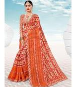 Sangam Prints Orange & Red Kota Thread Work Traditional Saree