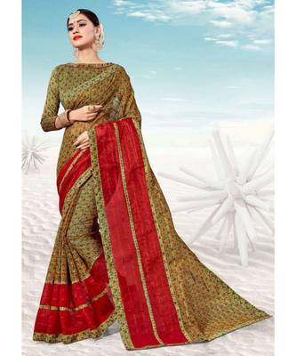 Sangam Prints Olive Green Kota Thread Work Traditional Saree 1