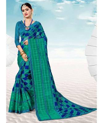 Sangam Prints Sky Blue Kota Thread Work Traditional Saree 1