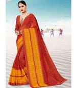 Sangam Prints Red Kota Thread Work Traditional Saree