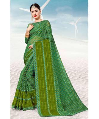 Sangam Prints Green Kota Thread Work Traditional Saree 1