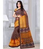 Sangam Prints Brown & Yellow Kota Printed Traditional Saree