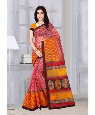 Sangam Prints Red & Mustard Kota Printed Traditional Saree 1
