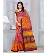 Sangam Prints Red & Mustard Kota Printed Traditional Saree