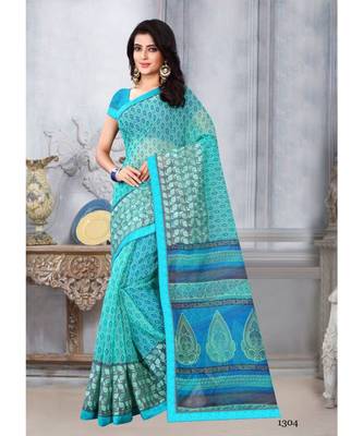 Sangam Prints Sea Green Kota Printed Traditional Saree 1