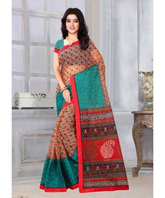 Sangam Prints Blue & Turquoise Kota Printed Traditional Saree 1