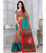 Sangam Prints Blue & Turquoise Kota Printed Traditional Saree