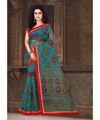 Sangam Prints Sea Green Kota Printed Traditional Saree 1