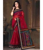 Sangam Prints Red Kota Printed Traditional Saree