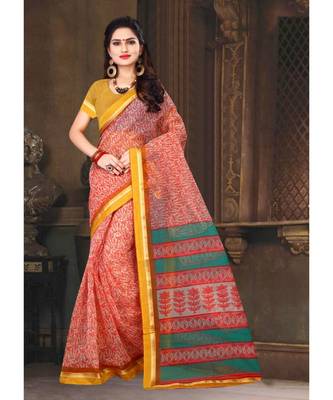 Sangam Prints Pink Kota Printed Traditional Saree 1