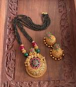 Beautiful Pink Green Peacock Designer Long Mangalsutra Set Dj18388