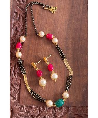 Beautiful Pearl Designer Mangalsuta Set Dj22825 1