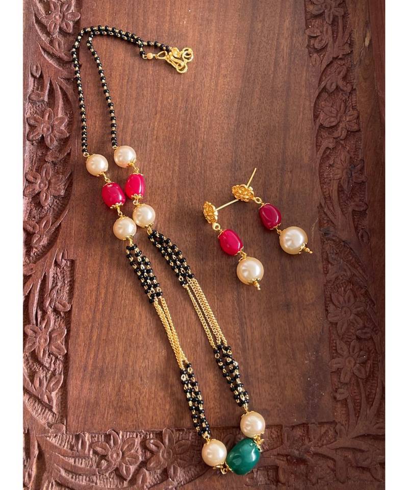 Beautiful Pearl Designer Mangalsuta Set Dj22825