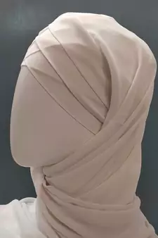 nazneen 3-layer turban hijab stitched light pink