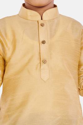 Gold plain cotton silk boys-kurta-pyjama 3