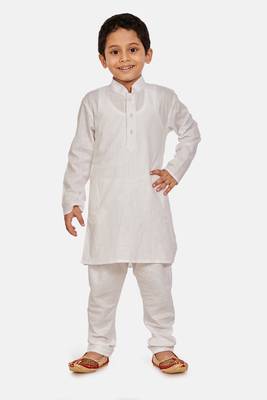 White plain pure cotton boys-kurta-pyjama 1