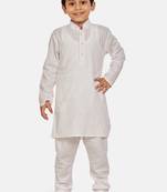 White plain pure cotton boys-kurta-pyjama