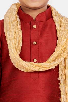 Maroon plain cotton silk boys-kurta-pyjama 5