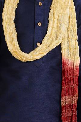 Blue plain cotton silk boys-kurta-pyjama 5