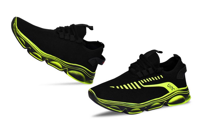 Weiler Men's Black Mesh Running Sport Shoes