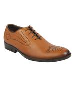 Vardhra Men's Beige Genuine Leather Brogue Formal Shoes