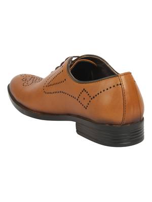 Vardhra Men's Beige Genuine Leather Brogue Formal Shoes 2