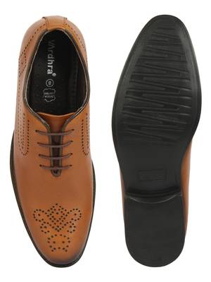 Vardhra Men's Beige Genuine Leather Brogue Formal Shoes 4
