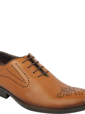 Vardhra Men's Beige Genuine Leather Brogue Formal Shoes 5