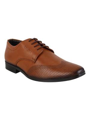 Vardhra Men's Beige Genuine Leather Derby Formal Shoes 1