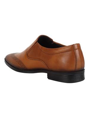 Vardhra Men's Beige Genuine Leather Slip On Formal Shoes 3