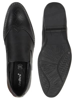 Vardhra Men's Black Genuine Leather Brogue Formal Shoes 4
