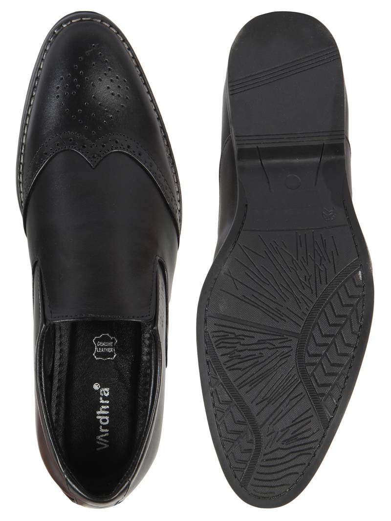 Vardhra Men's Black Genuine Leather Brogue Formal Shoes