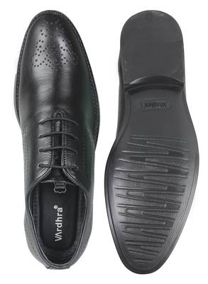 Vardhra Men's Black Genuine Leather Brogue Formal Shoes 4