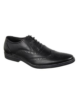 Vardhra Men's Black Genuine Leather Brogue Formal Shoes 1