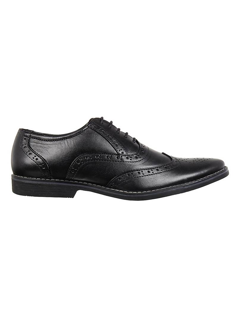 Vardhra Men's Black Genuine Leather Brogue Formal Shoes