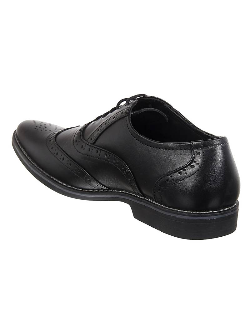 Vardhra Men's Black Genuine Leather Brogue Formal Shoes