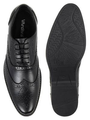 Vardhra Men's Black Genuine Leather Brogue Formal Shoes 4