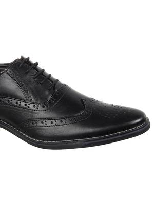 Vardhra Men's Black Genuine Leather Brogue Formal Shoes 5