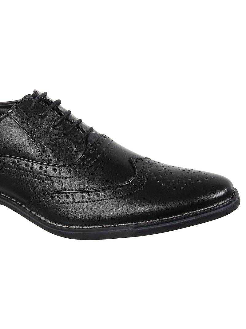 Vardhra Men's Black Genuine Leather Brogue Formal Shoes