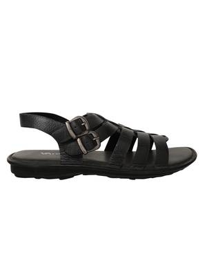 Vardhra Men's Black Genuine Leather Buckle Outdoor Casual Sandal 3