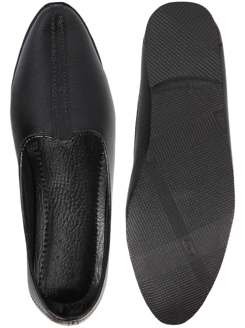 Vardhra Men's Black Genuine Leather Casual Mojaris/Jutti