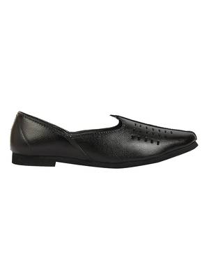 Vardhra Men's Black Genuine Leather Casual Mojaris/Jutti 3