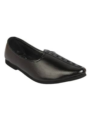 Vardhra Men's Black Genuine Leather Casual Mojaris/Jutti 1