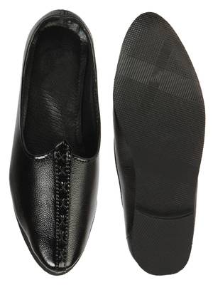 Vardhra Men's Black Genuine Leather Casual Mojaris/Jutti 4