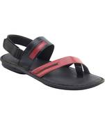 Vardhra Men's Black Genuine Leather Casual Sandal