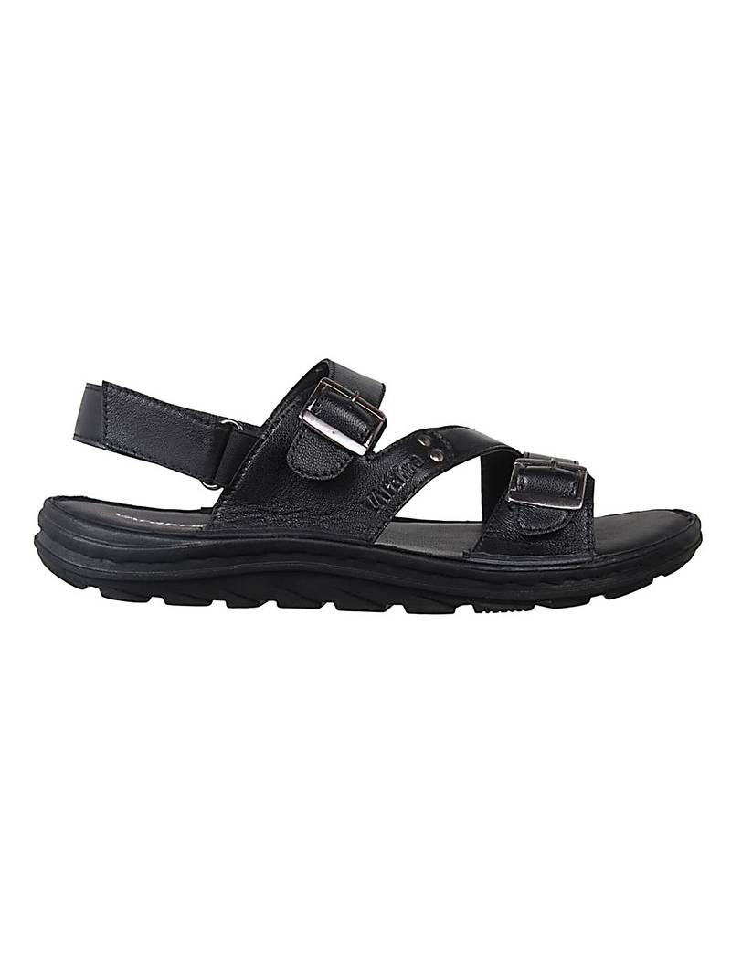 Vardhra Men's Black Genuine Leather Casual Sandal